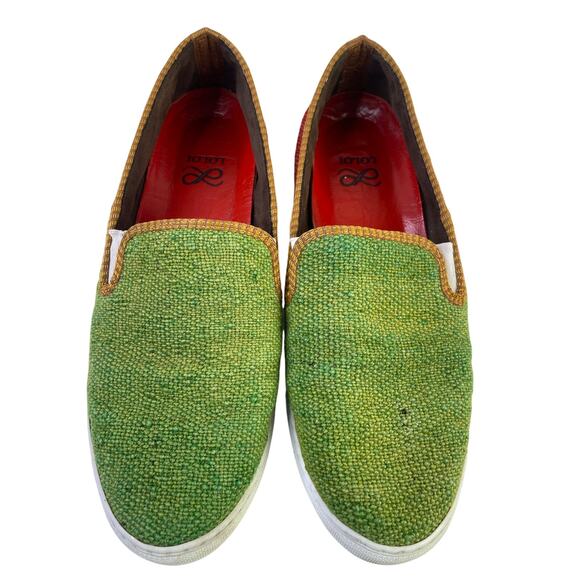 LOLOI Mens One Time Release One of a Kind Green Red Blue Tan Slip On Loafer S 44 - Picture 9 of 13